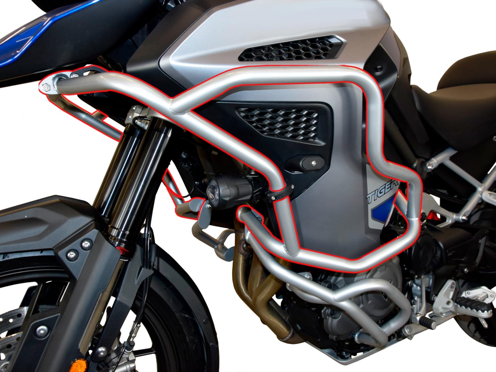 Defensa protector de motor Heed Tiger 1200 GT Explorer/Rally Explorer (2022 - ...) - superiore, plata