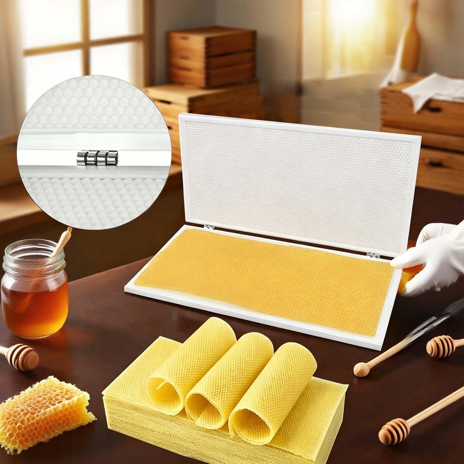 Stampo in Silicone per Apicoltura Industriale - Macchina Manuale in Alluminio 10X Resistente per Fogli Cerei, Celle A Nido d'Ape Antiaderenti da 4,9 Mm/5,35 Mm 5.35mm