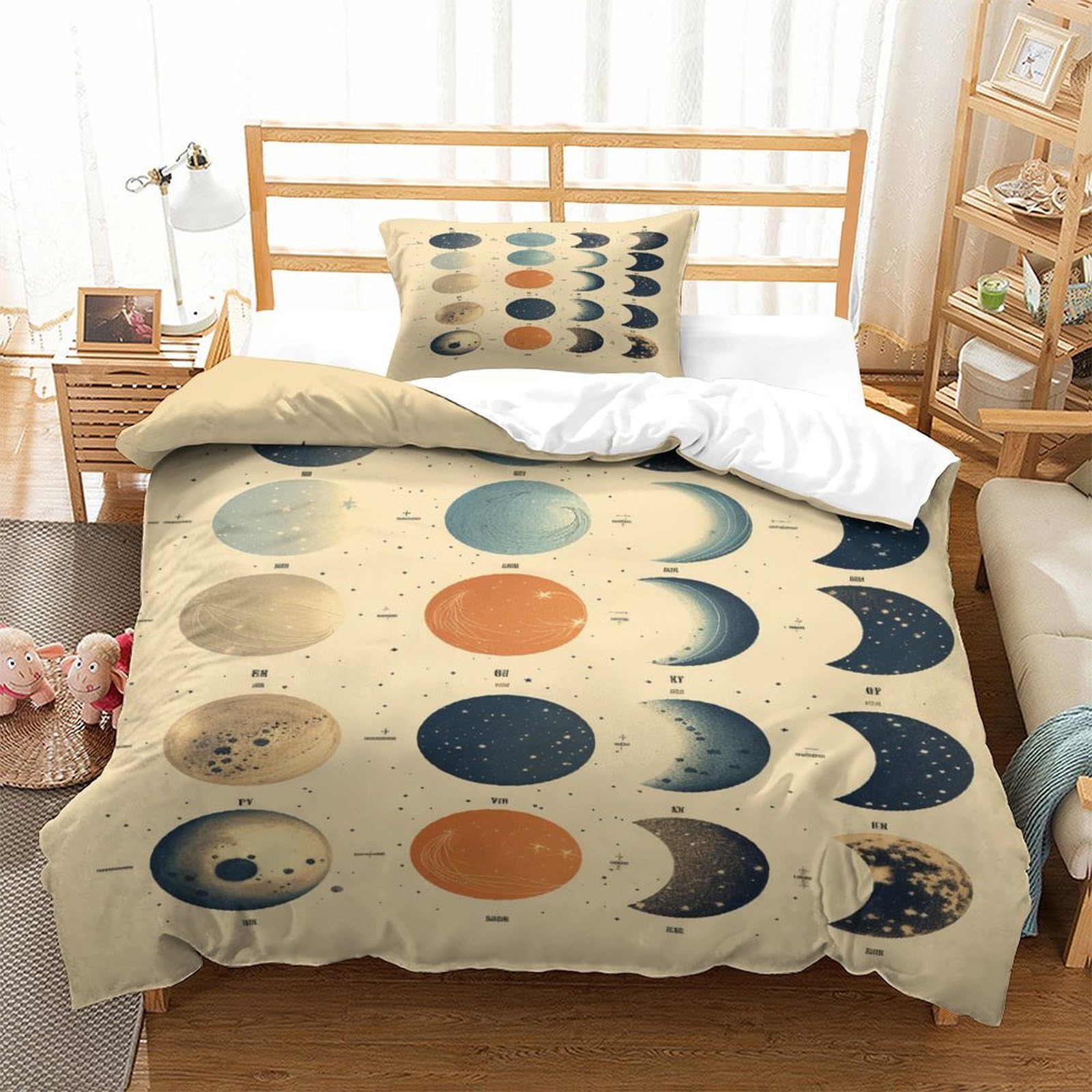 P1S9U7W5Y 3D Printed Lunar Planet Design Duvet Cover Set 3pcs Microfiber Celestial Bedding Set Single