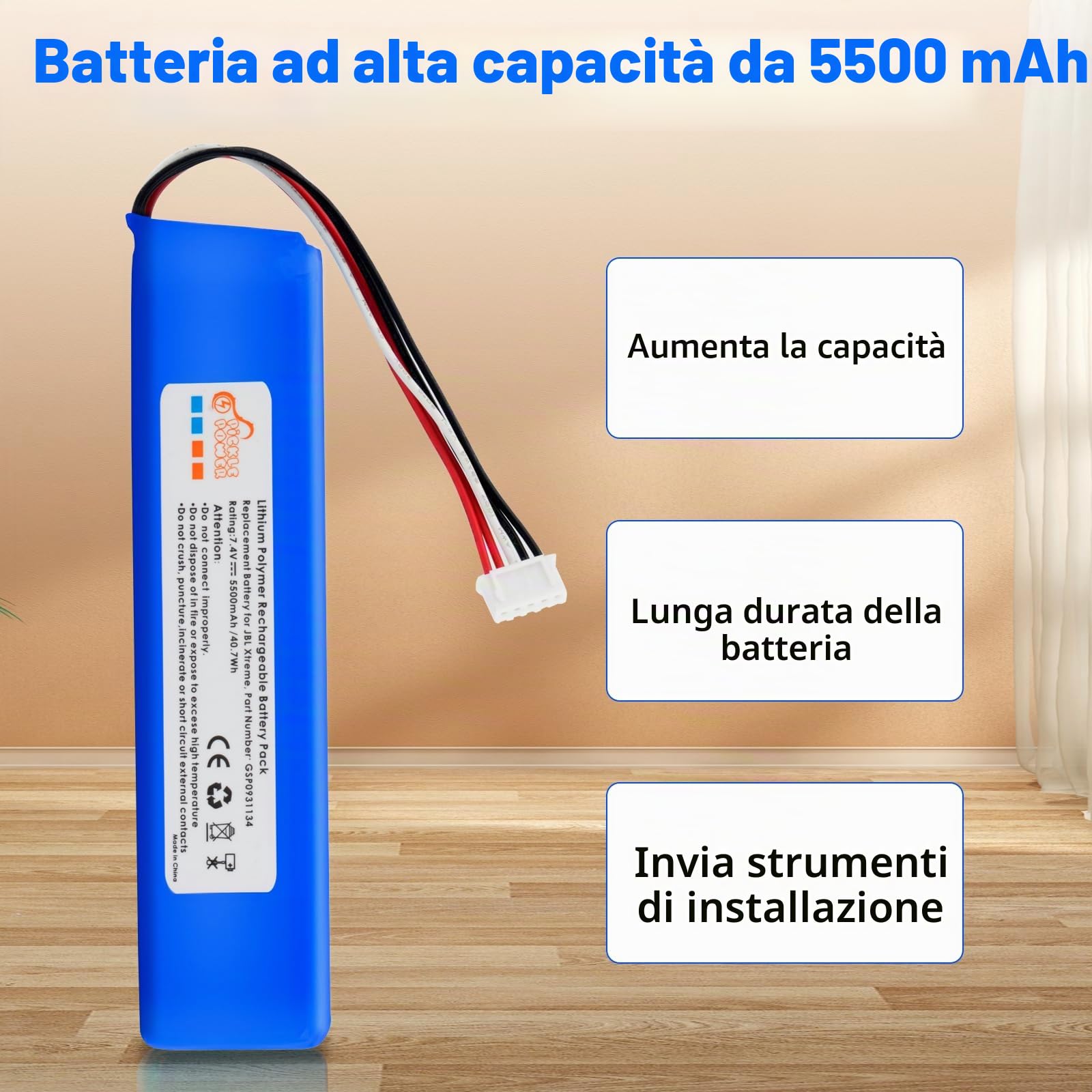 Picke Power 5500 mAh Batteria GSP0931134 di ricambio per altoparlante JBL Xtreme, Xtreme 1, JBL Boombox, JBL Extreme