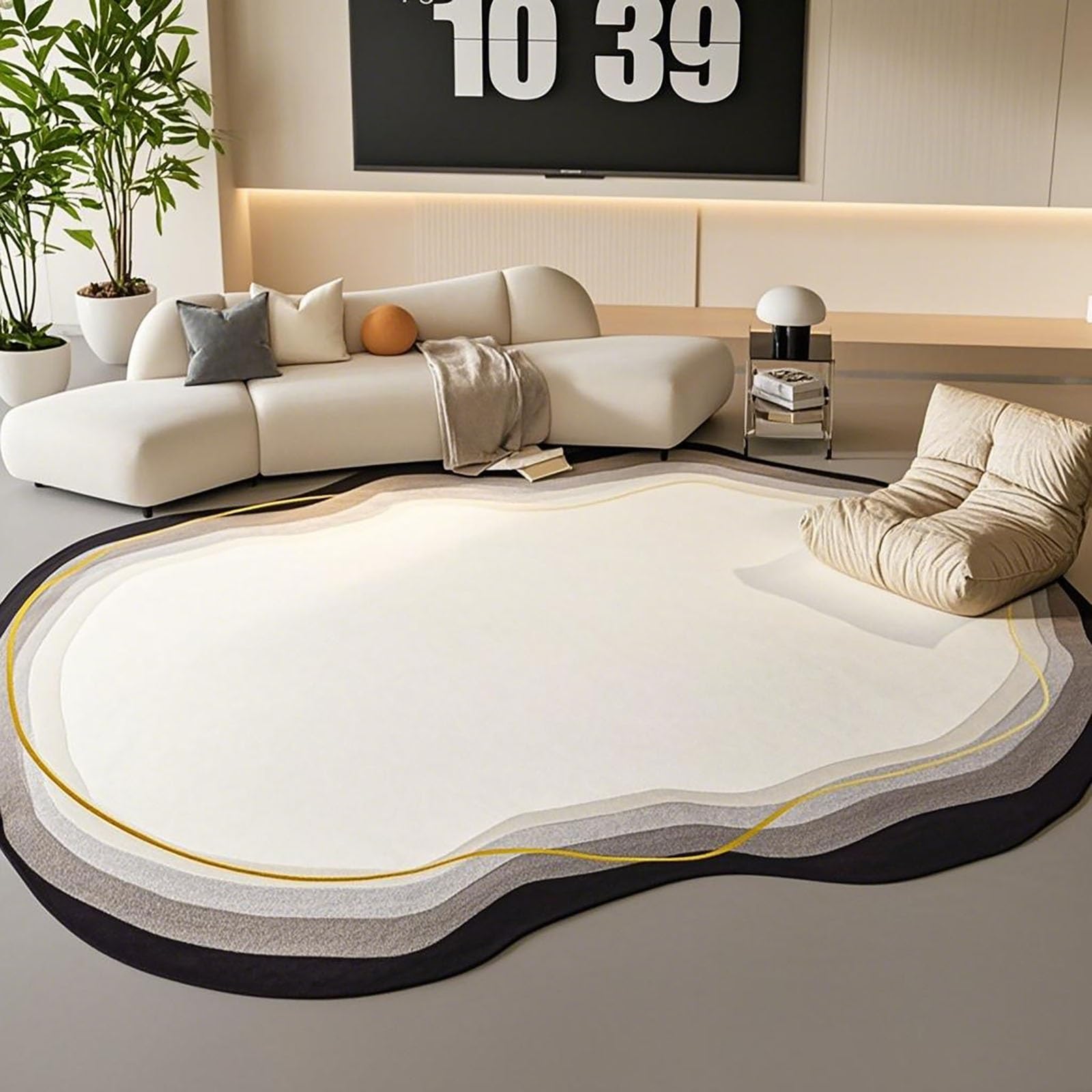 Tapis moderne irrégulier noir 100x200 chambre adulte et revêtement de sol salon