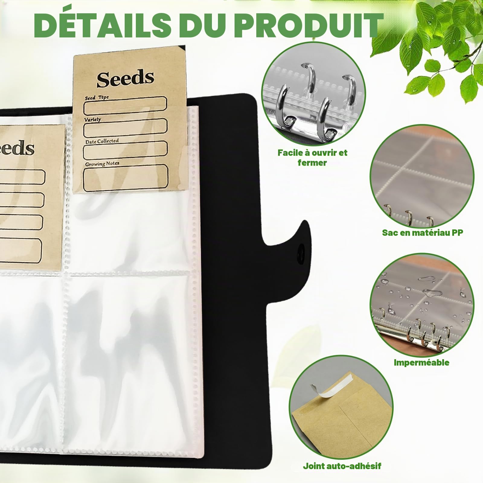 100Pcs Enveloppes stockage semences, enveloppes refermables et obturantes, boîtes stockage semences, enveloppes stockage semences jardin, classeur d'organisation, modèle collecte semences