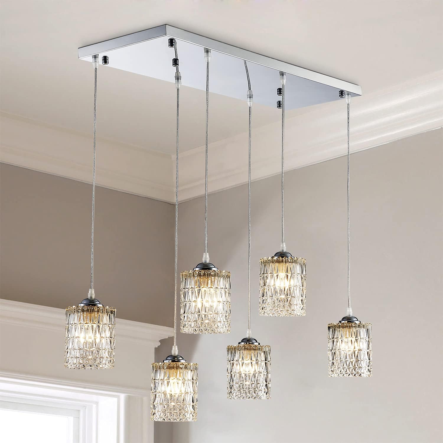 Top Brands Saint Mossi 6-Lights Crystal Chandelier Modern Chandelier Light Fixture,Crystal Kitchen Island Lighting,Modern Pendant Light Crystal Pendant Light Fixtures,H39 x W30 x L10,Wire Adjustable Up To 40% OFF Saint Mossi 6-Lights Crystal Chandelier Modern Chandelier Light Fixture,Crystal Kitchen Island Lighting,Modern Pendant Light Crystal Pendant Light Fixtures,H39 x W30 x L10,Wire Adjustable