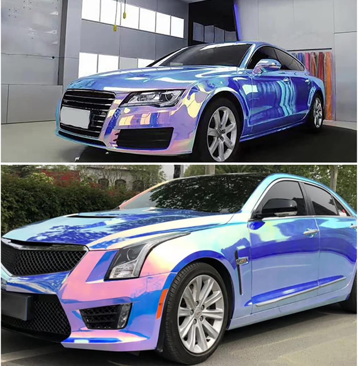Holographic Rainbow Chrome Vinyl Wrap Film 4.5ft×59ft Car Protective Film Sticker Air-Release Adhesive Film