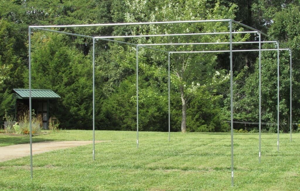 Jones Sports Batting Cage Frame Kit EZ UP & Down Baseball Softball Frame Kit (Long Poles Not Included) (10' x 10' x 50')