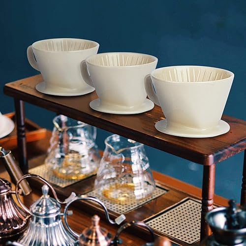 Miniatura 6 de Yeeco Gotero de café blanco, filtro de cerámica tamaño 02, vertido manual sobre gotero para el hogar, oficina y café