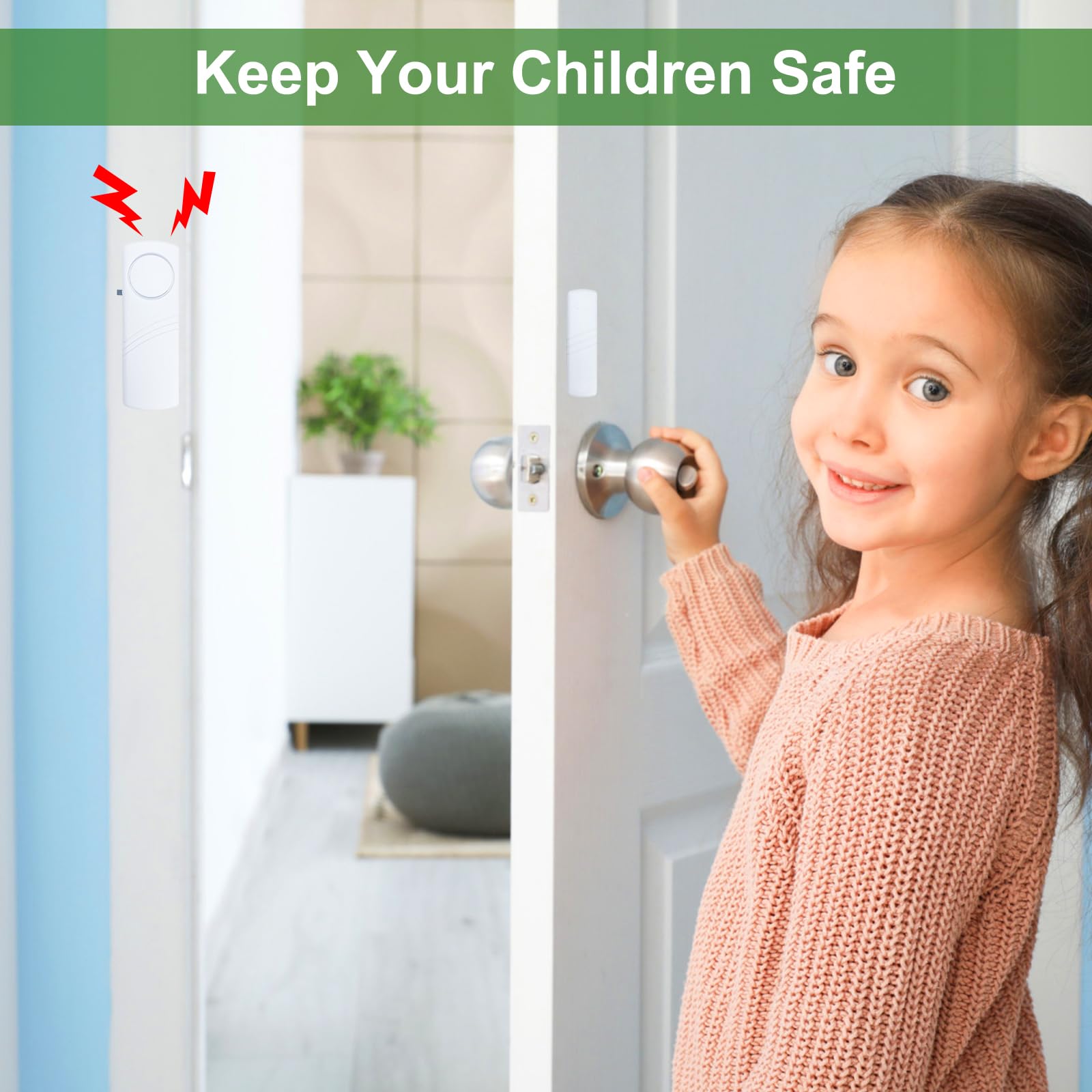 Alarma de puerta y ventana, sensor de alarma de puerta de 90 dB para seguridad de niños, seguridad del hogar, alarma antirrobo de ventana de puerta, alarmas de piscina para el hogar, apartamentos