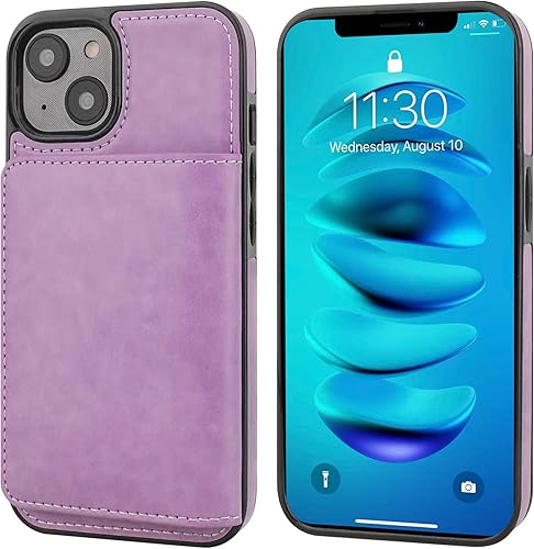 Miniatura 3 de KIHUWEY Funda compatible con iPhone 14 Plus con tarjetero de cuero de primera calidad, cierre magnético oculto, duradero, a prueba de golpes, para