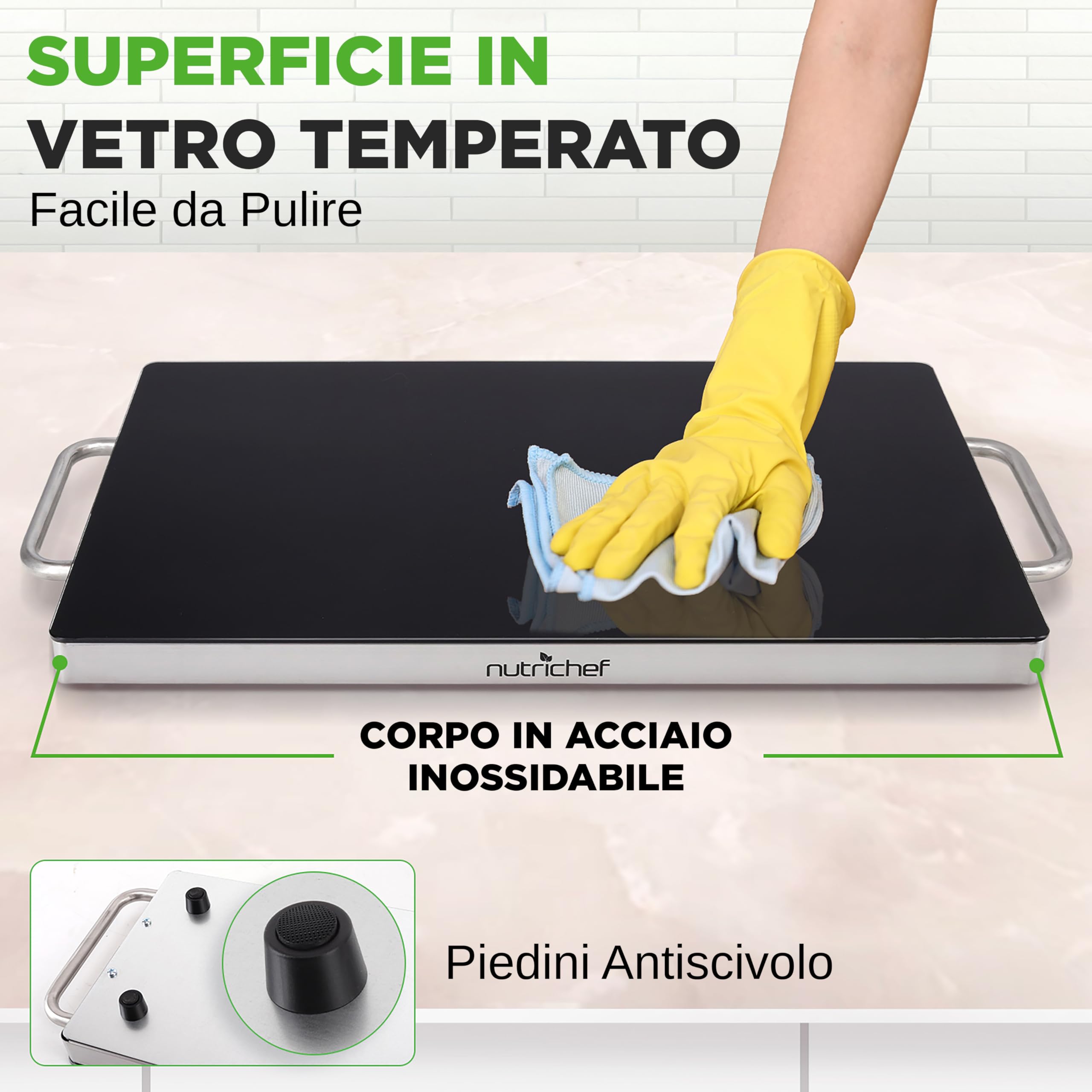 NutriChef Piastra Elettrica Scaldacibo Elettrico Portatile per Tortillas 50,8 x 30,5 cm, Buffet, Ristorante, Festa, Cena, Casa e Cucina, fino a 93 °C