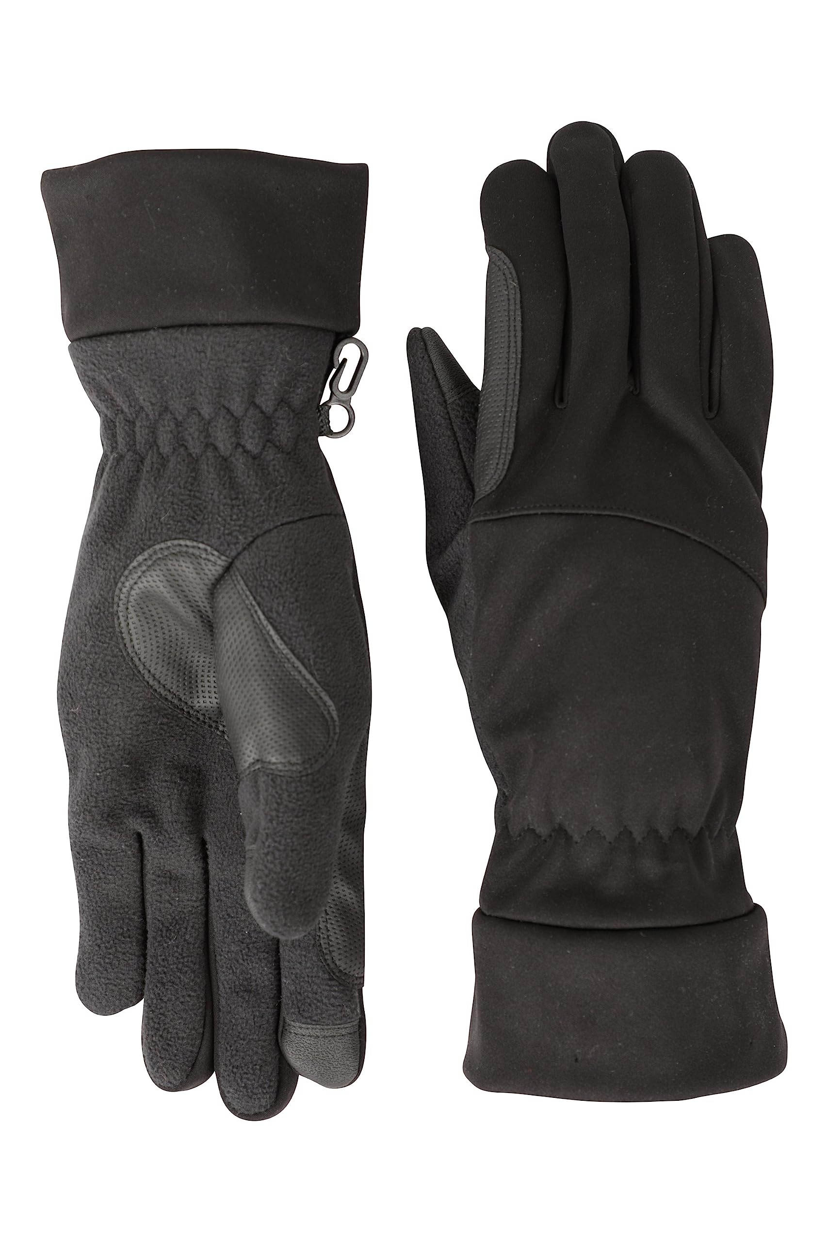 Mountain Warehouse Mens Softshell Touchscreen Glove - Touch sensitive Pads & Gripped Palm - Best for Autumn Winter Cycling, Running, Camping & Hiking Black L