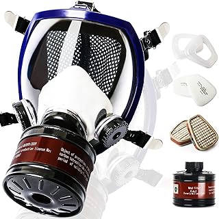 Gas Masks Survival Nuclear and Chemical & Gas Mask, Full Face Gas Mask with 40mm Activated Carbon Filter and 6001 Filter, Gas Mask Military for Paint/Chemical/Polished/Tactical/Organic Vapor Gas