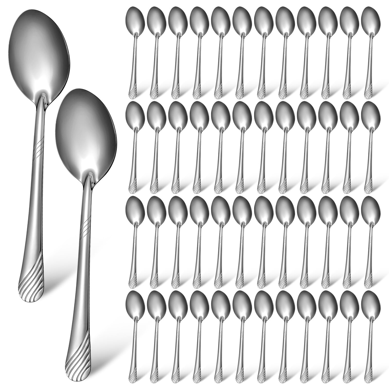 Photo 1 of 200 Pieces Dinner Spoons 7 Inches Stainless Steel Metal Salad Spoons Bulk Spoon Silverware Table Spoon Home Kitchen Bulk Restaurant Silverware Utensils Dishwasher Safe for Eating Dessert Salad