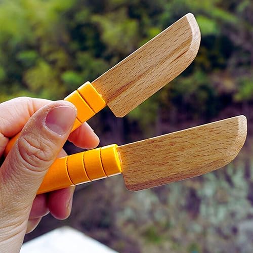 Miniatura 4 de Nwsrayu Cuchillo de madera para niños pequeños de 3 piezas para cortar cuchillos para niños pequeños para cocinar, cuchillos seguros para niños,