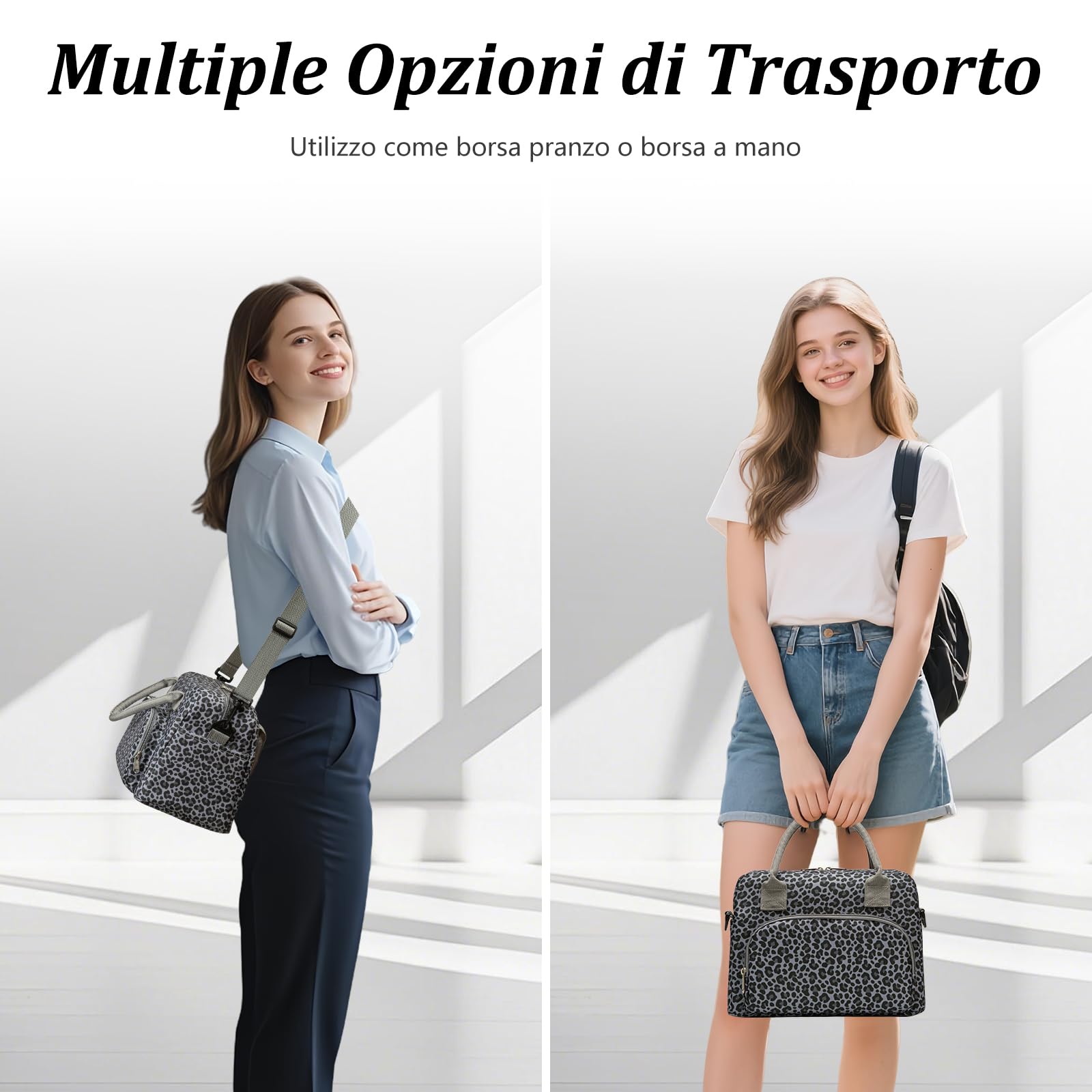 AOTM Borsa Termica Porta Pranzo Donna Uomo, Borsa Frigo con Capacità 12L, Spalline Regolabili, Facile da Pulire, Design Multi-Tasca, Portatile per Ufficio Scuola Viaggio Picnic