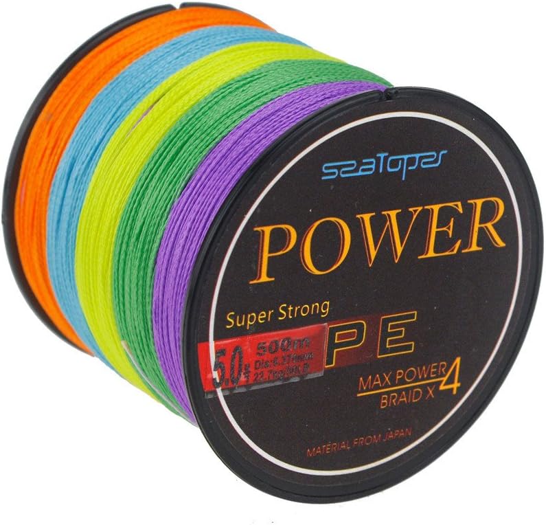 Seatoper Super Strong Multicolor Braid Fishing Line 500M / 547 Yards 10LB-80LB 4 Strands Braided PE Line