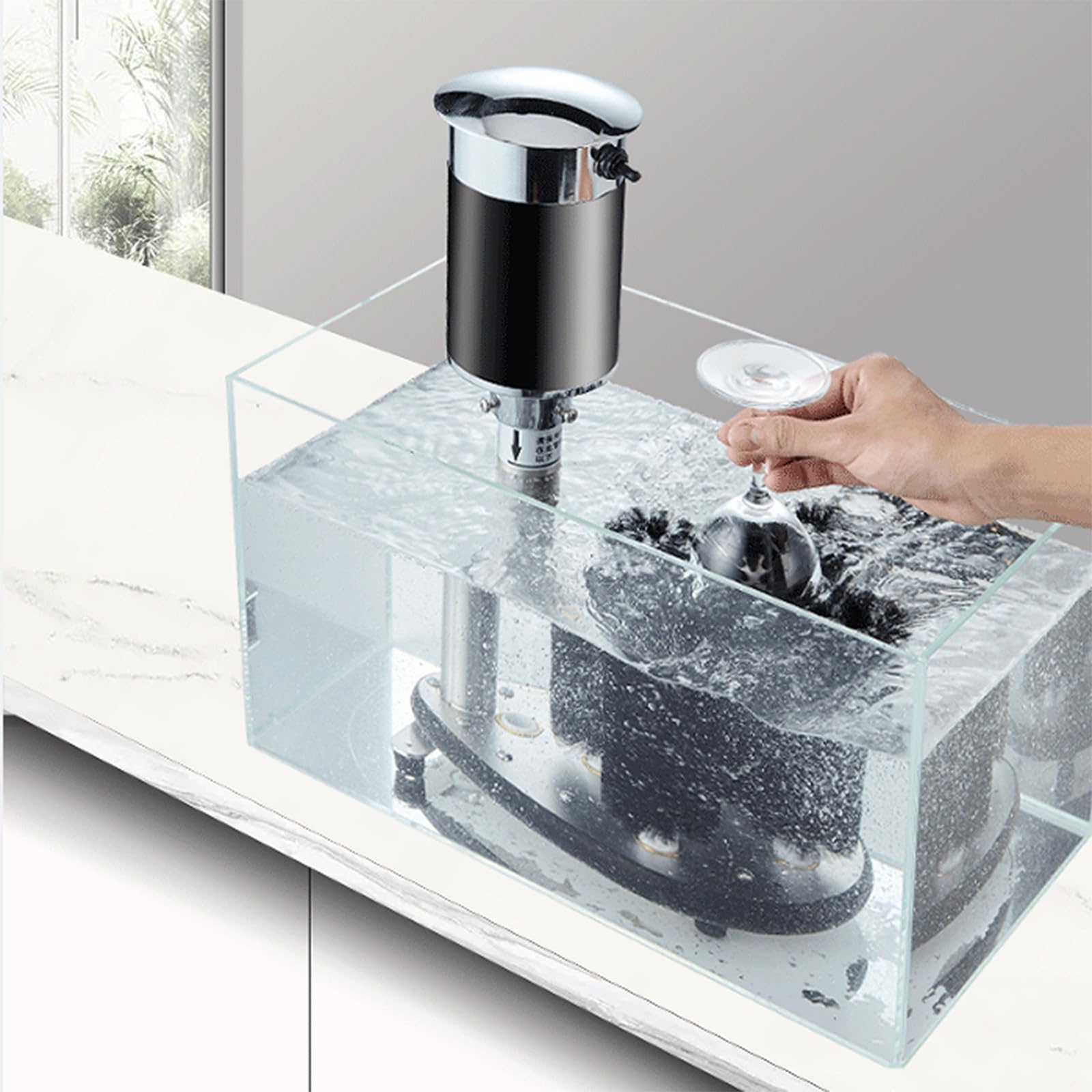 Pulidora eléctrica comercial de 5 cabezales para copas de vino y limpiador automático de cristales para hoteles, ideal para manchas de café y pintalabios.