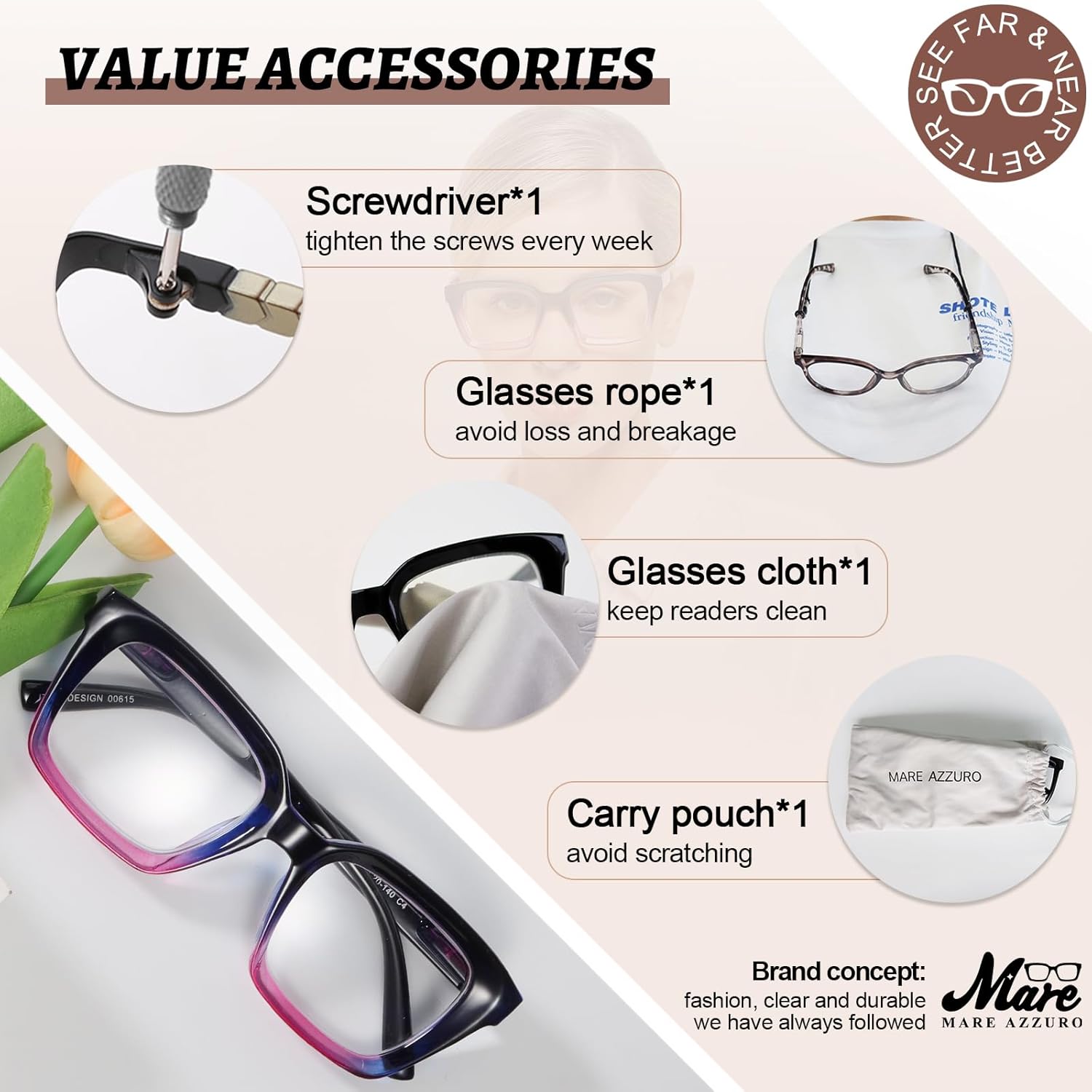 MARE AZZURO Bifocal Reading Glasses Women Oversized Blue Light Blocking Readers 0 1.0 1.5 2.0 2.5 3.0 3.5