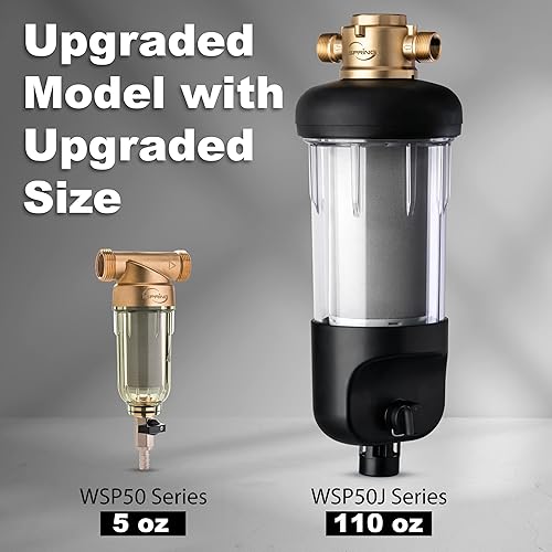 Miniatura 2 de iSpring WSP50J - Filtro de agua de sedimentos giratorio reutilizable para toda la casa, tamaño jumbo mejorado, gran capacidad, filtración de