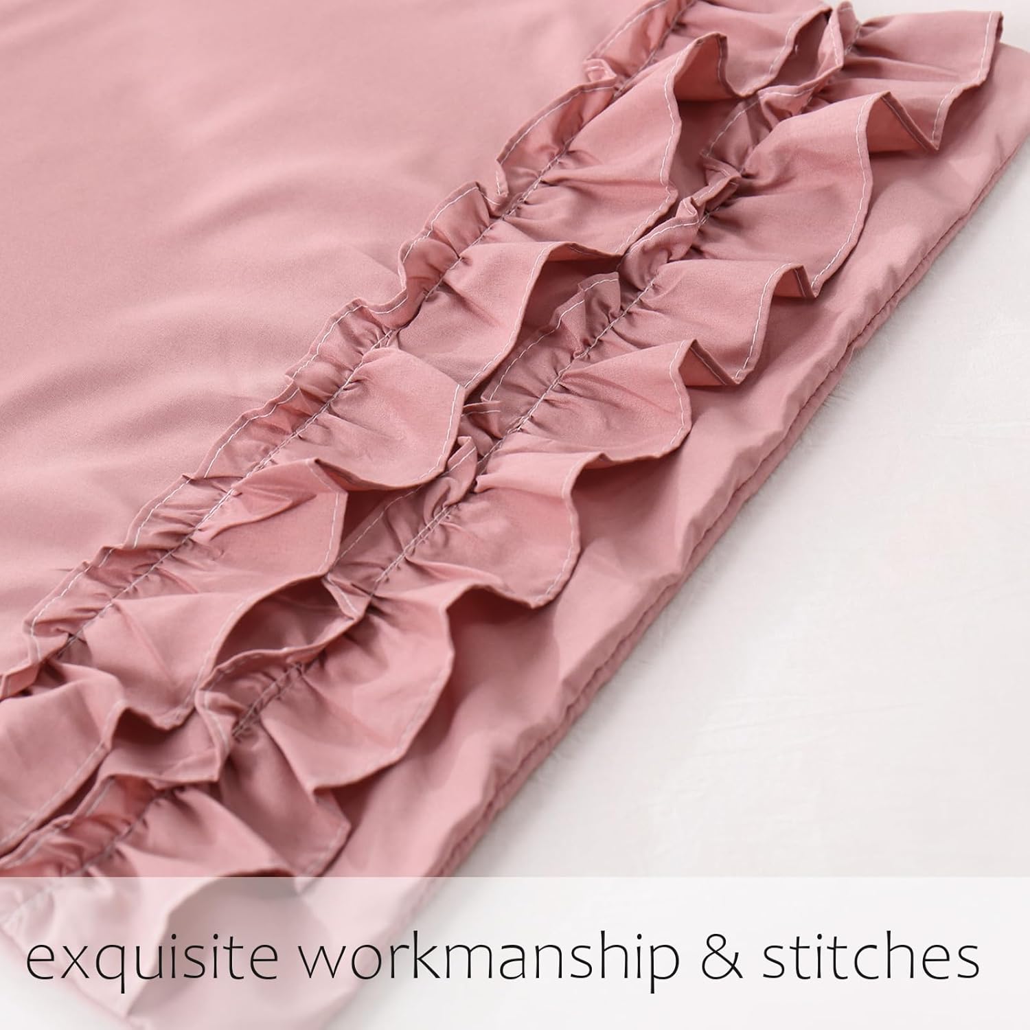 Herside Bean Pink Ruffle Body Pillow Case 1 Pack,Chic Ruffle Pillow Shams,20x54 inches Pink Long Pillow Cover,French Country Vintage Ruffled Pillowcase,Ultra Soft Washed Microfiber(Bean Pink,Body)