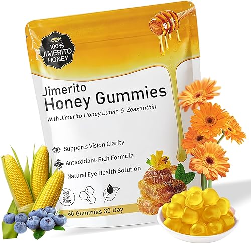 Gomitas de luteína de miel Jimerito, vitamina para ojos de miel Jimerito con 20 mg de luteína y 10 mg de zeaxantina-suministro de 30 días (1 unidad)