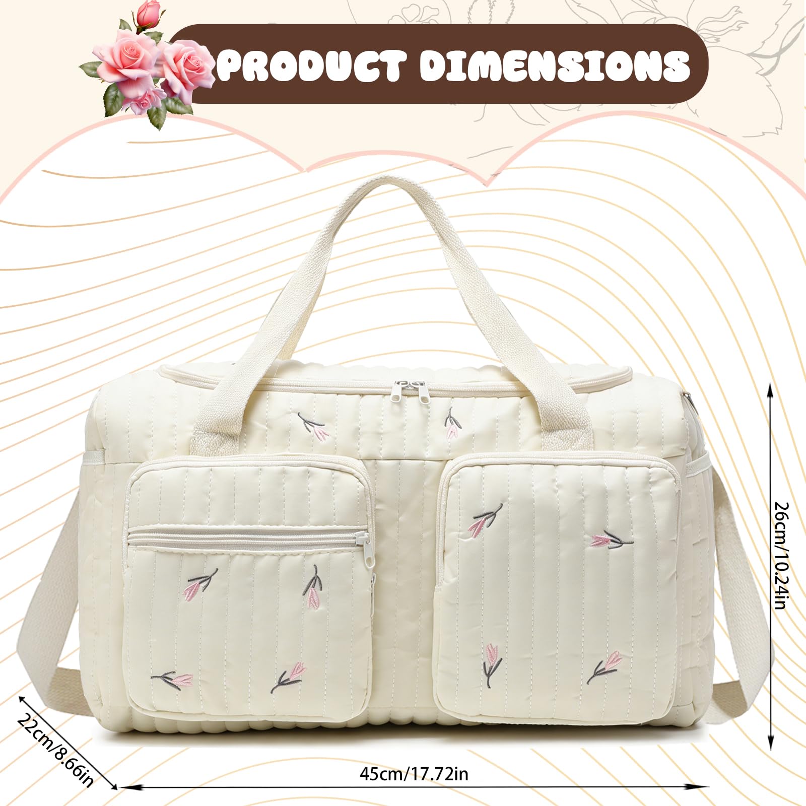 YOUYIKE Bolsa de Pañales de Viaje, Bolso para el Hospital, Bolsos de Fin de Semana para Mujer, Portátil y Ligero para Viajes, Camping, Hogar, Compras, Hospital - 4