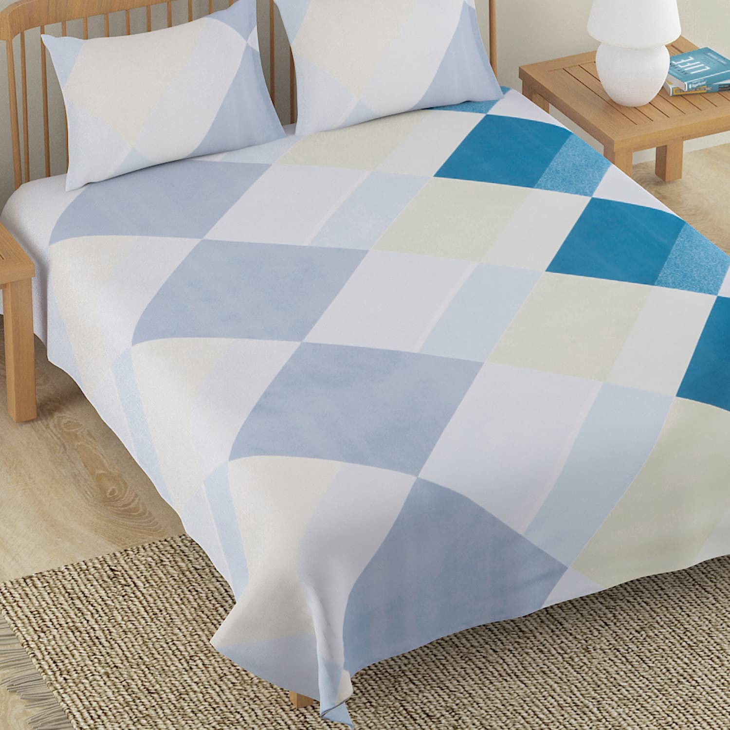 HOKIPO Glace Cotton 130GSM Cotton Feel Bedsheet for Double Bed | Lightweight Printed Double Bedsheet with 2 Pillow Covers - Size 90 * 100 Inches (IN-608-D8) (B0BX9TJVL8) Amazon Price History, Amazon Price Tracker