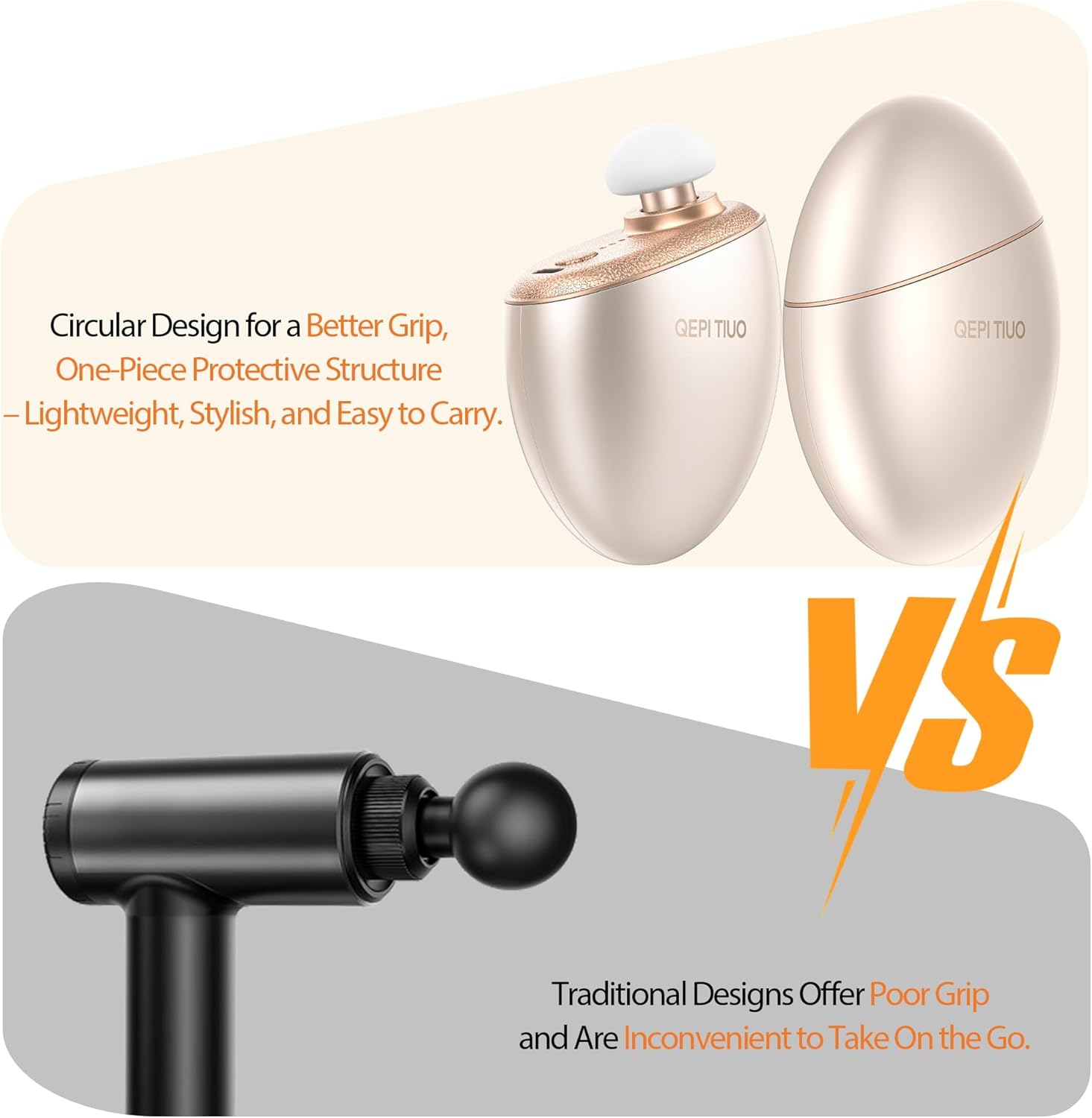 Mini Massage Gun,Designed by Japanese Experts,3-Pin Retractable Head (For Face & Scalp) + Round Head (For Muscle Groups),Percussion Deep Tissue Massage,4 Speed Settings,0.5lb,for Home/Gym,Ideal Gift - Image 6