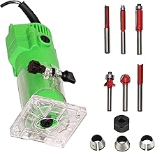 Digital Craft 1000W 30,000 RPM Wood Trimmer & Router | Machine with 6-Piece Router Bit Set & Multi-Size Collets (6mm, 8mm, 6.35mm)