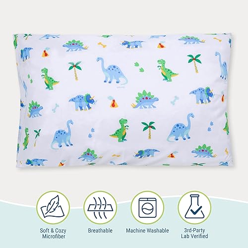 Miniatura 3 de Wildkin Funda de almohada estándar de microfibra para niños, funda de almohada suave y transpirable, dinosaurio