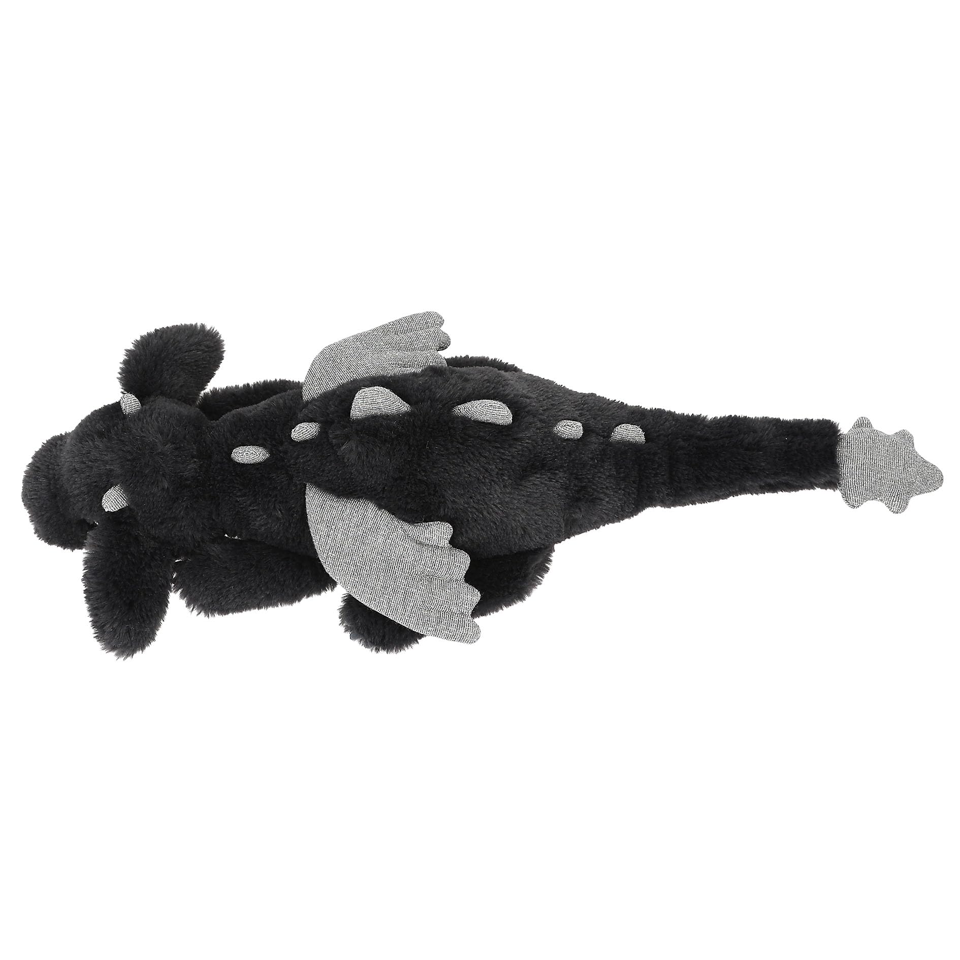 Depesche 14182 Snukis: Peluche dragón en Negro y Plateado, con Pelaje Suave y Ojos Plateados Brillantes, Peluche de Aprox. 50 cm. — view 4