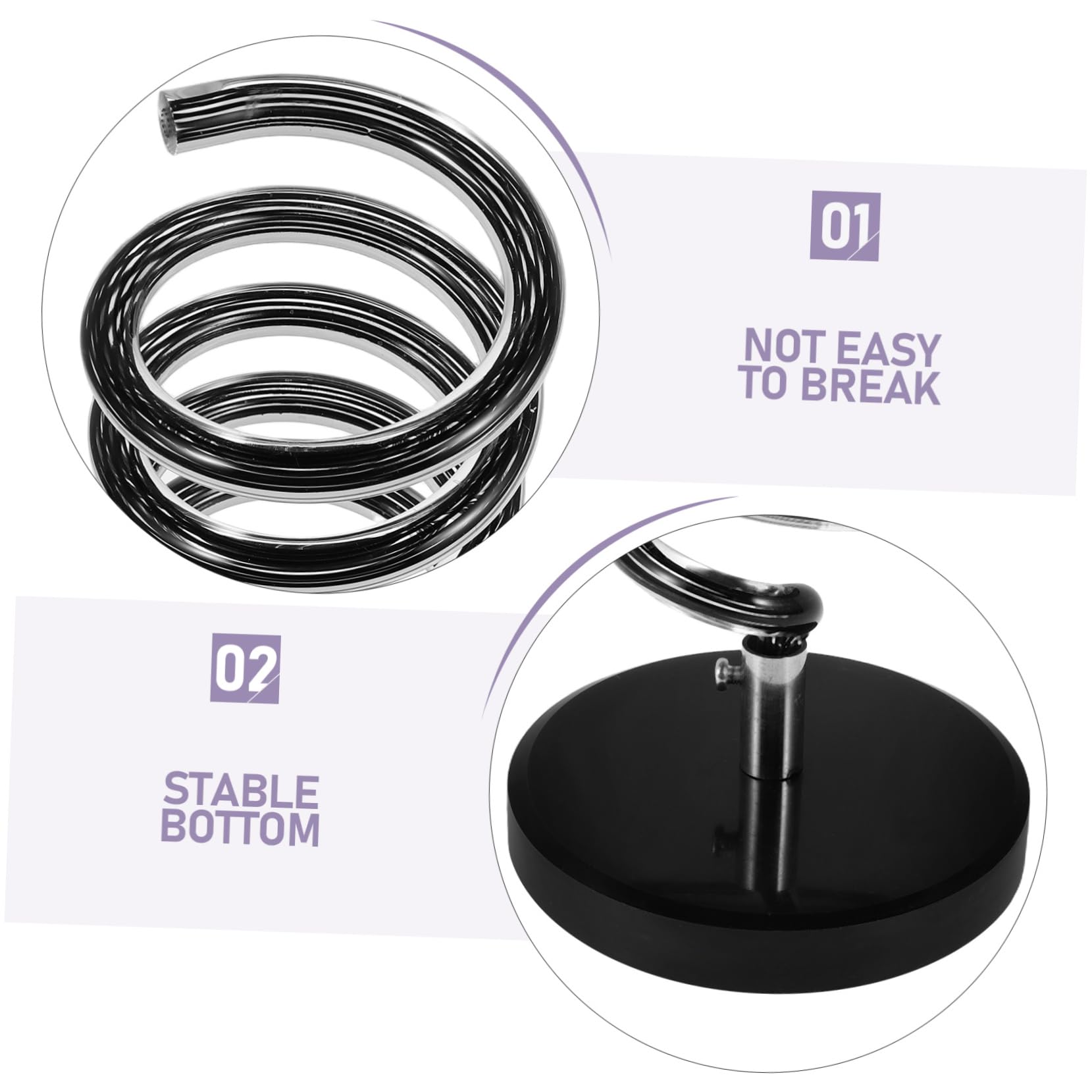 Soporte Diseño Negro Pelo Base con para Secador de Mármol Espiral Organización del Cable, y Adecuado para Encimera de Baño y Salón
