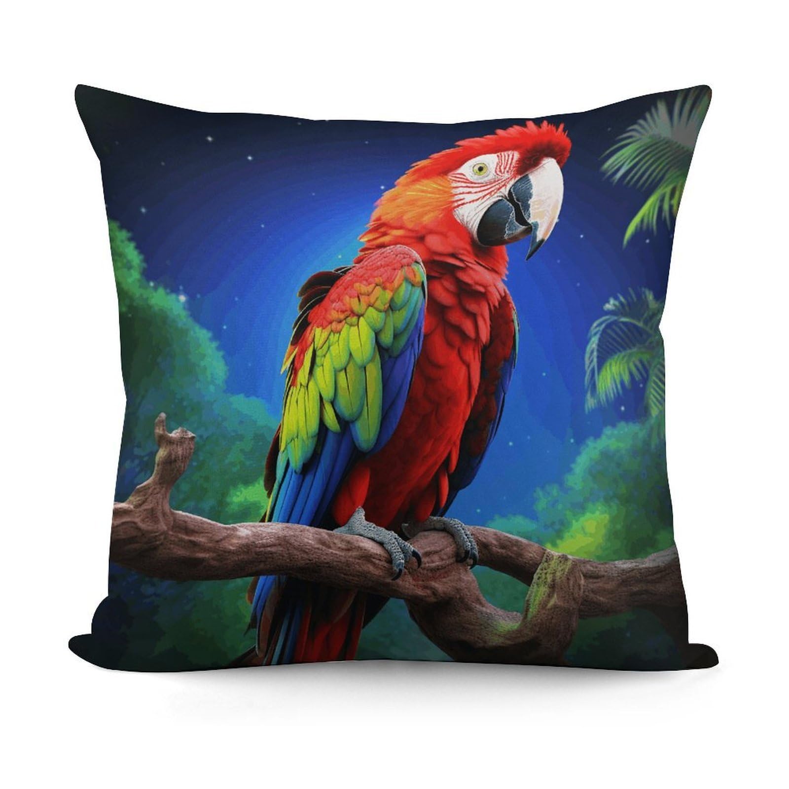 JTREHY Parrot Pillow Covers Decorative Throw Pillow Covers Soft Decor Couch Cushion Case Modern Square Pillow Cases Summer Pillow Cover for Sofa Living Room 18x18 in