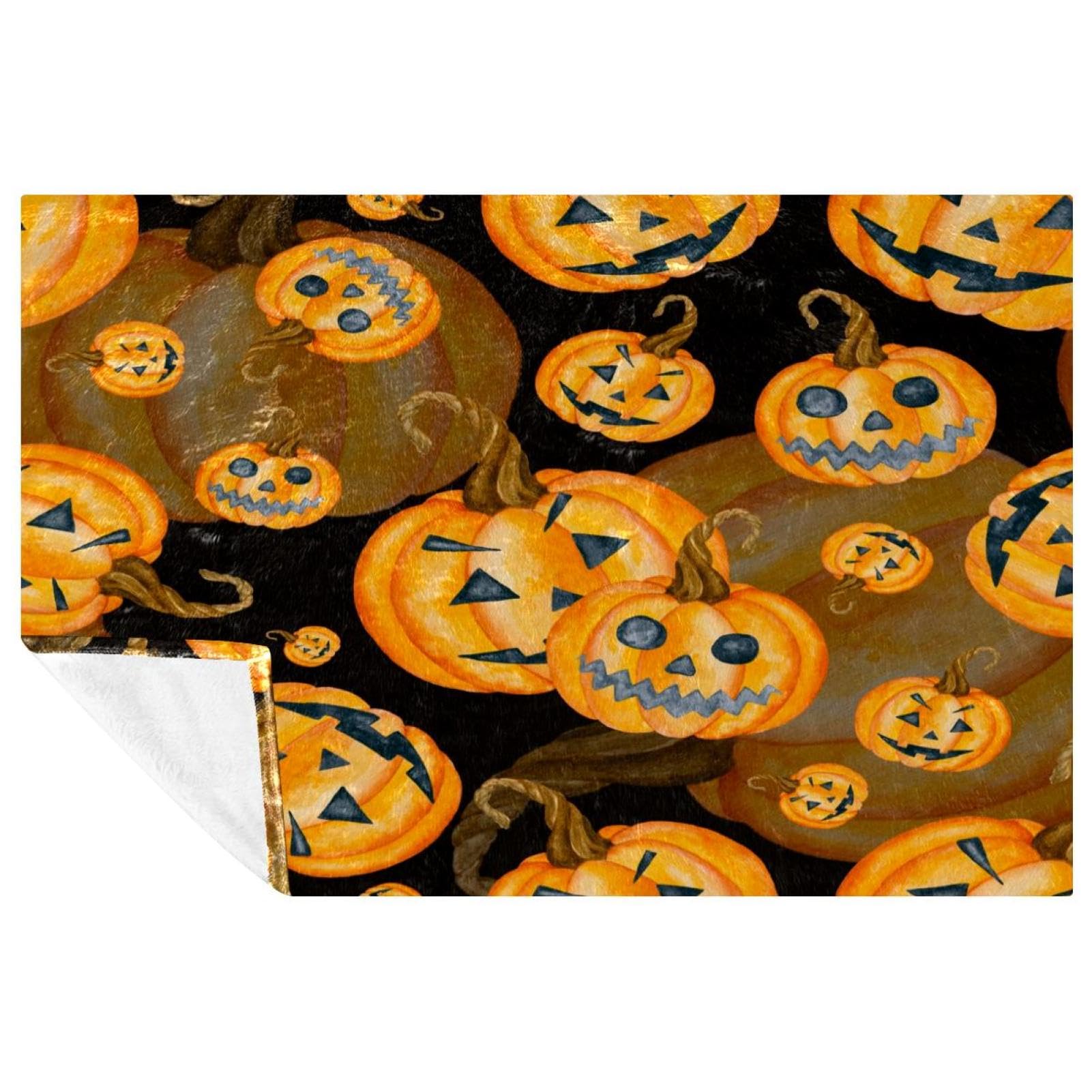 Plaid citrouille Halloween pour camping et pique-nique, couverture de canapé douce