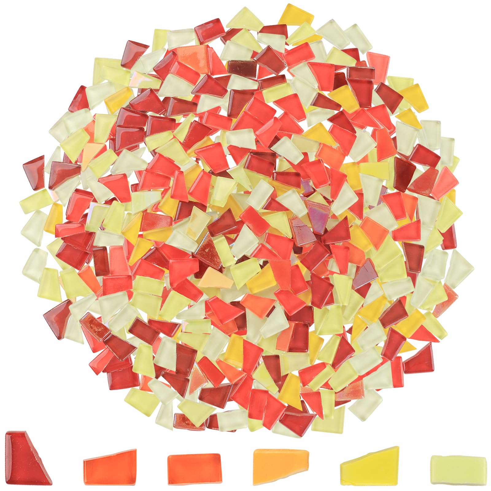 Yazikisa 500g Glass Mosaic Tiles for Crafts Mixed Color Irregular Broken Tile Pieces Bulk Stained Scraps DIY Handmade Supplies Stepping Stones Home Kitchen Garden Decor