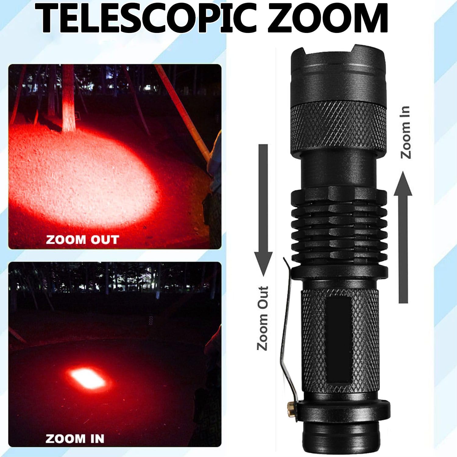 MVIOCS Lot De 4 Lampes De Poche à Lumière Rouge, Lampe De Poche Rouge Super Lumineuse Pour Astronomie, Aviation, Observation Nocturne Et Activités De Plein Air