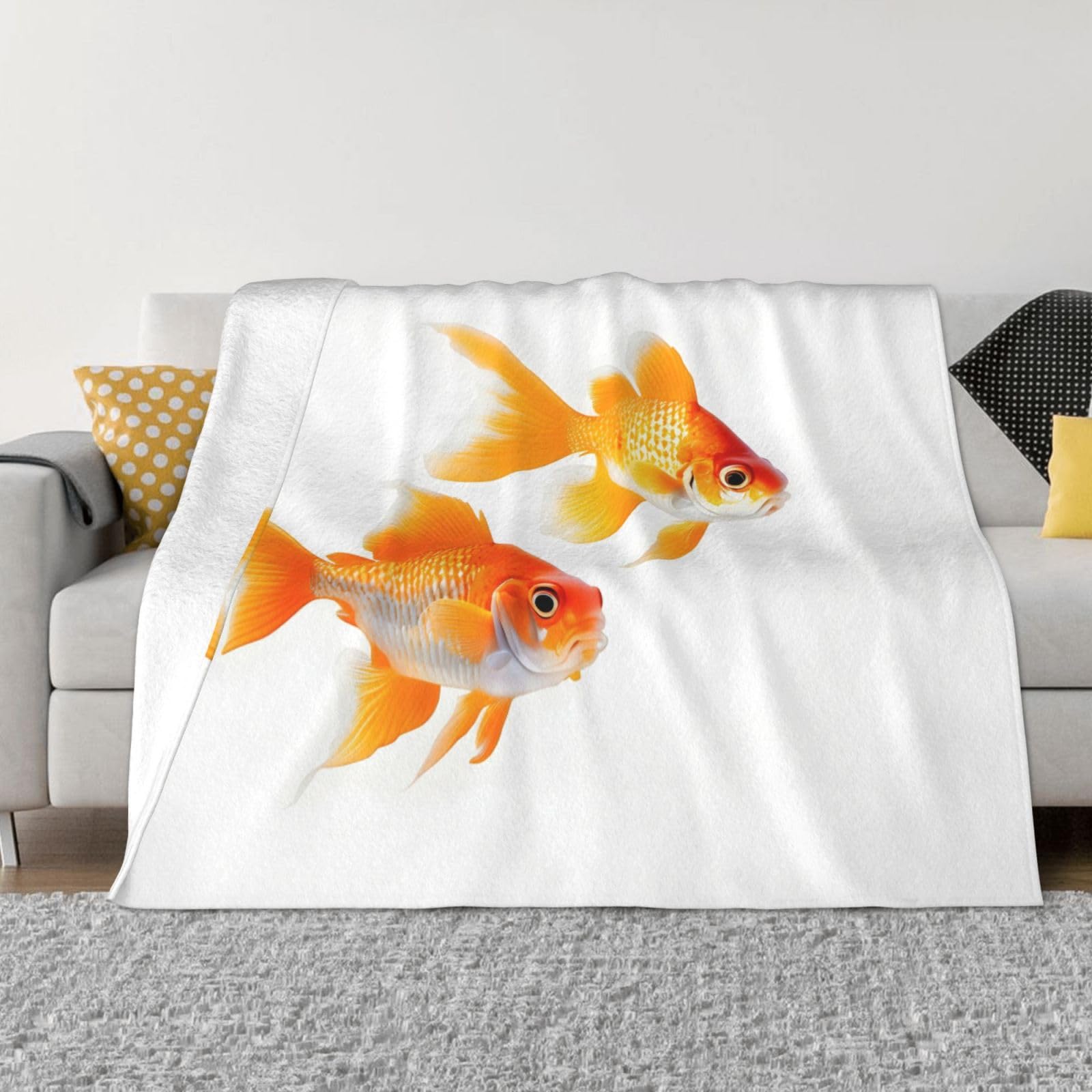 Couverture poisson rouge chaude pour cocooning sur canapé et lit