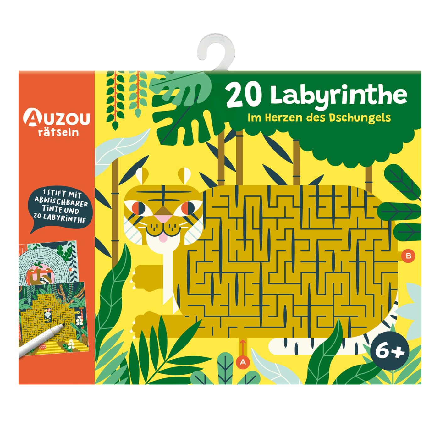 Huch 405042 20 Labyrinths in the middle of the Jungle Children's Play Logic and Puzzles, Puzzle Fun for Children