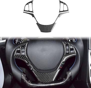 Car Driver Position Steering Control Panel Decoration Kit Sticker Set Compatible with Hyundai Genesis CoupeDH 2013 2014 2015 2016 Real Carbon Fiber Auto Interior Accessories Black