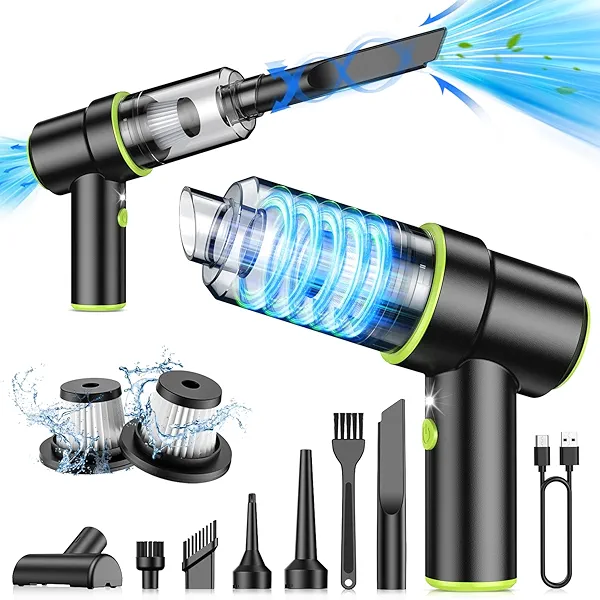 CODN Handheld Car Vacuum Portable Cordless, 2 in 1 Handheld Vacuum Cleaner 12000PA Air Duster with Multi-Nozzles and LED Light, Mini Hand Held Vacuum Rechargeable for Home, Car, Office, Pet Hair