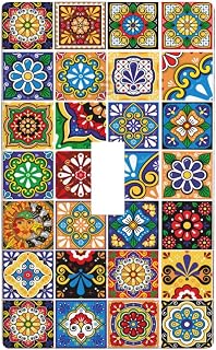 Talavera Mexican Tiles Light Switch Cover Plates Decorative Single Toggle Wall Plate, 1 Gang Lightswitch Cover