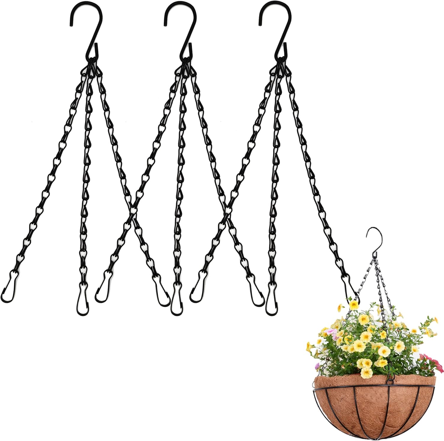 ZLMC 3 Pack16 inches Black Hanging Basket Chain,Flower Pot