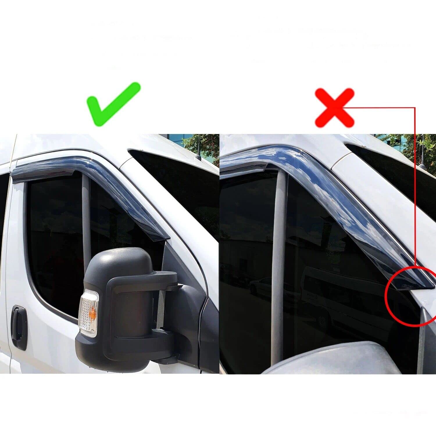 2 x compatibili per DUCATO/BOXER/RELÈ PARASOVENTO PIOGGIA SOLE FUMATO DEFLETTORI [2006-2022]
