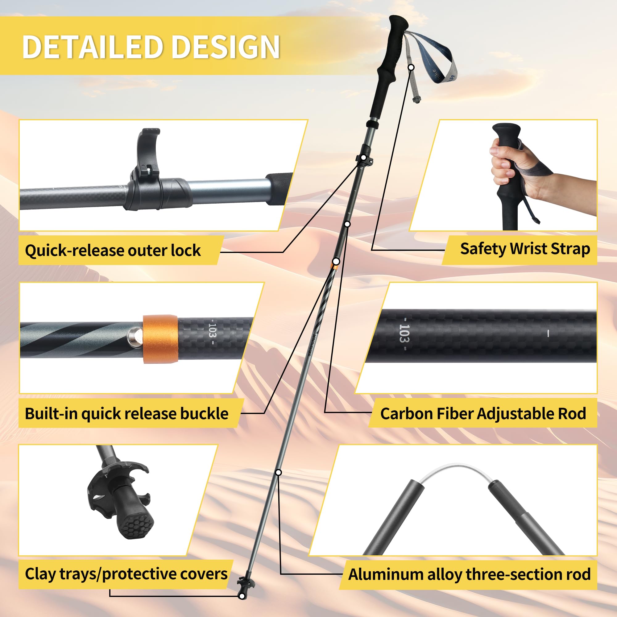 UltraGrip Air Wandelstok | Wandelstok Opvouwbaar en verstelbaar - Blauw