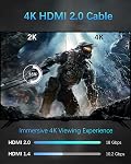 Eaeon 4K HDMI câble HD Haute vitesse HDMI à HDMI 2.0 Câble 1.6FTSupports HDR Vidéo 4K@60Hz 2160p 1080p 3D HDCP 2.2 ARC Compatible homme-homme avec PS5/4/3,Xbox X/S,HDTV, Ordinateur portable, moniteur, projecteur