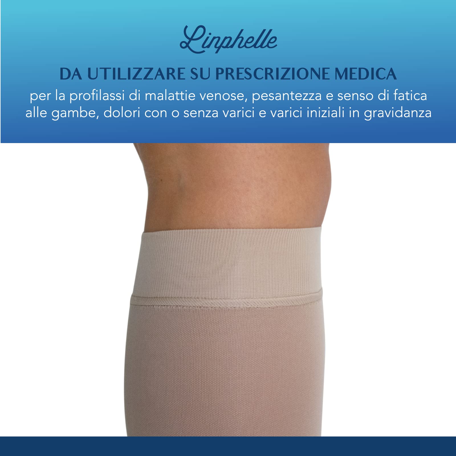 Gambaletto Terapeutico Classe 2 a Compressione Graduata, Calza Elastica Contenitiva a Punta Aperta, 280 Den, Beige, Taglia 1