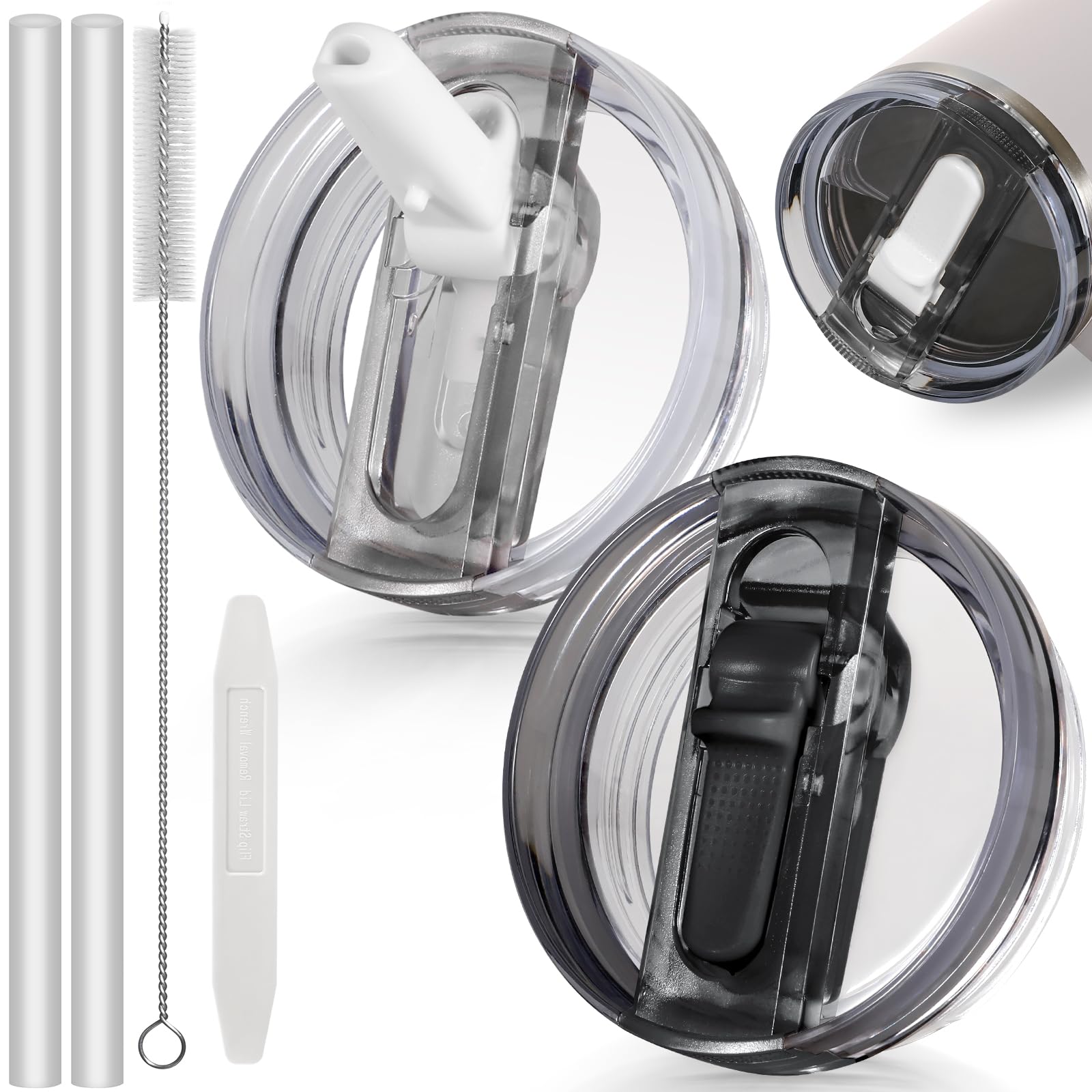 ANTAND 40oz Flip Straw Leak Proof Lid for Stanley Cup Accessories, 2 Pack No Spill Lid Replacement 40 oz Tumbler Detachable Cover Topper for Stanley