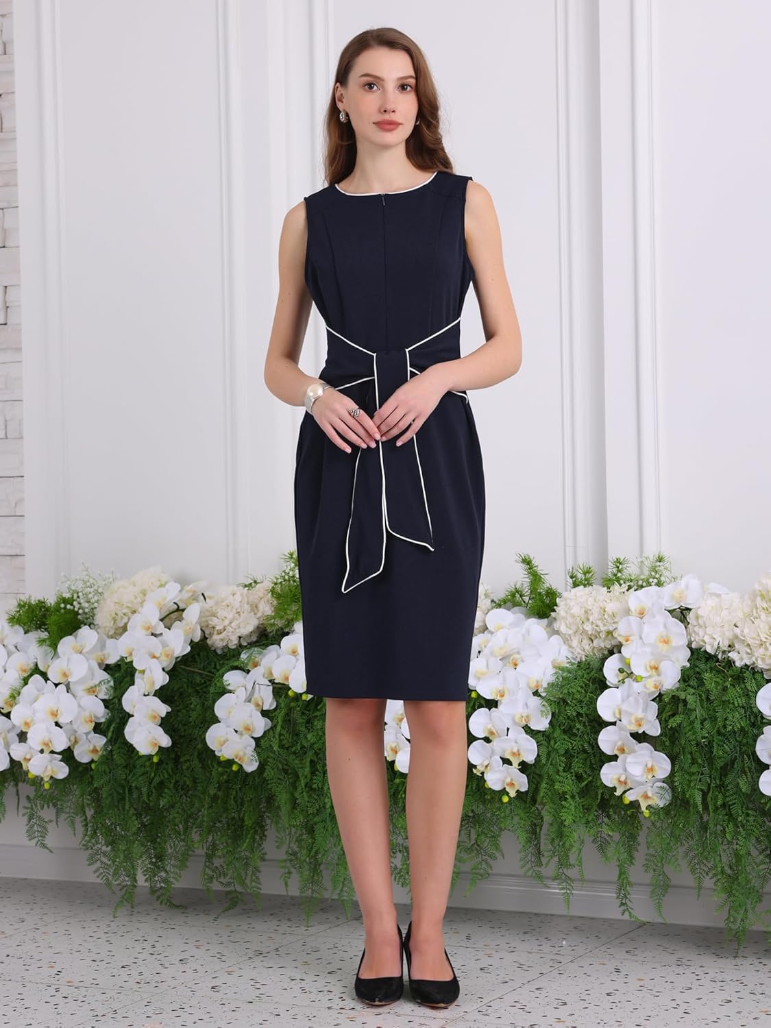 Women's Dressy Casual Knee Length Dresses Summer Sleeveless Sheath Dress
