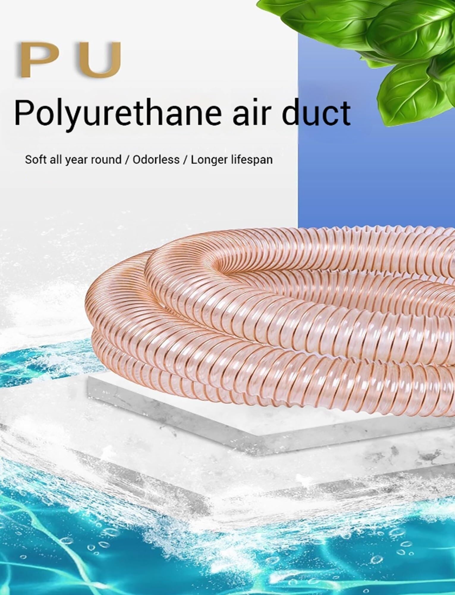 Condotto ventilazione con cinturino nylon regolabile, tubo aria flessibile PVC con anello D acciaio, ignifugo antiusura per seminterrato officine industriali(90mm(1m))