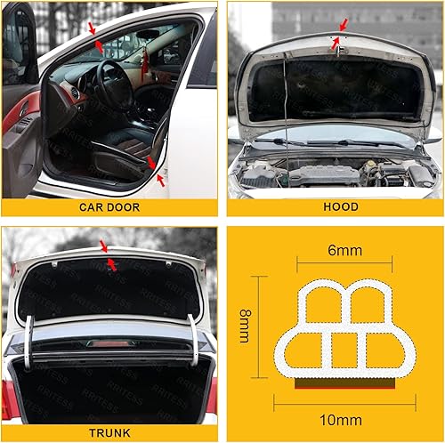 Miniatura 8 de Tira de sellado de puerta de automóvil de 59 pies, burlete de doble capa en forma de L, insonorizante, autoadhesivo para puerta de automóvil (59.1