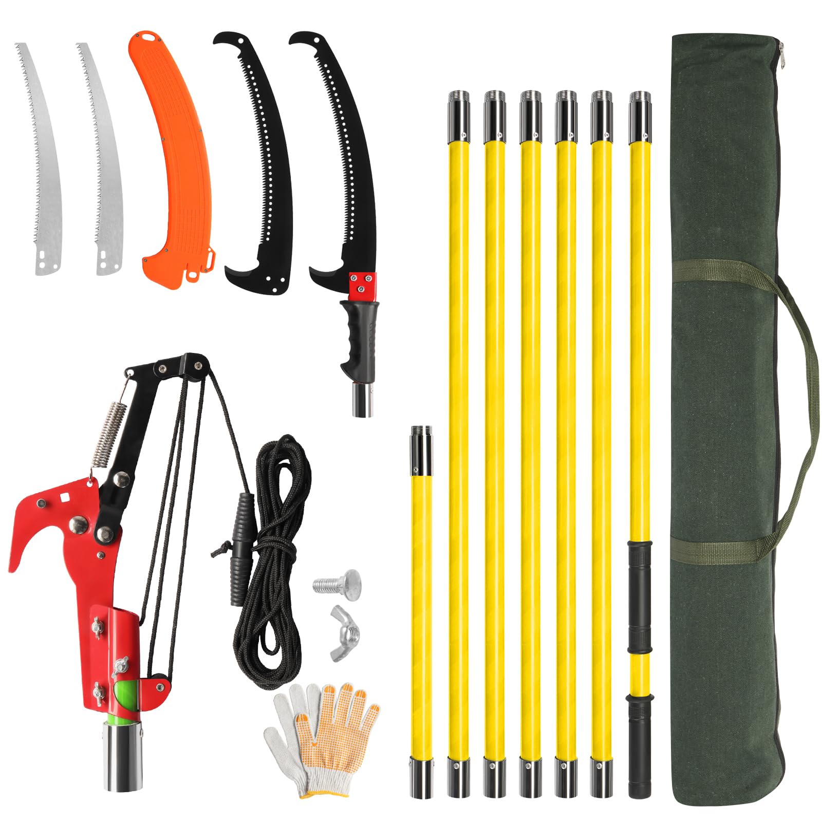 Outopee 24FT Pole Pruning Saw with Sharp Blade, Scissors, Carry Bag, Yellow â image 1